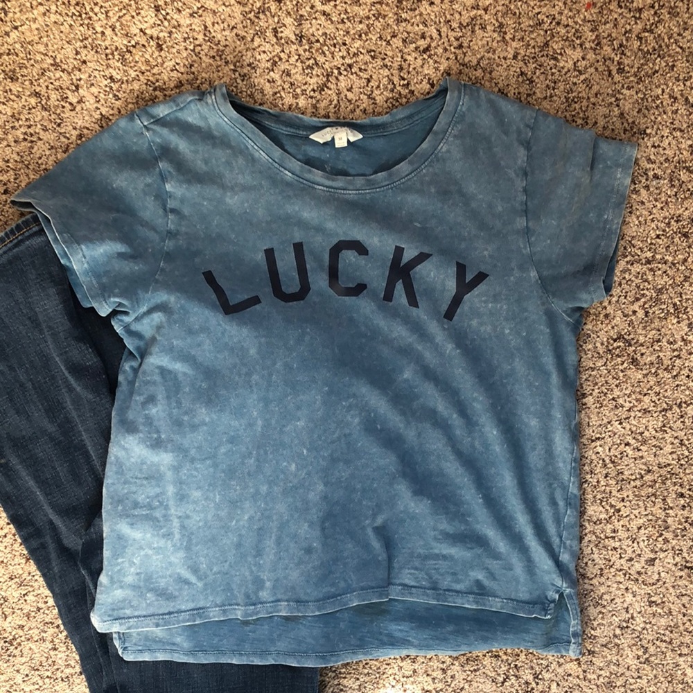 Lucky brand 🍀 distressed blue tee